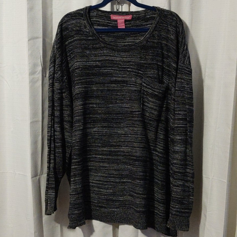 Black and white space dyed cotton sweater